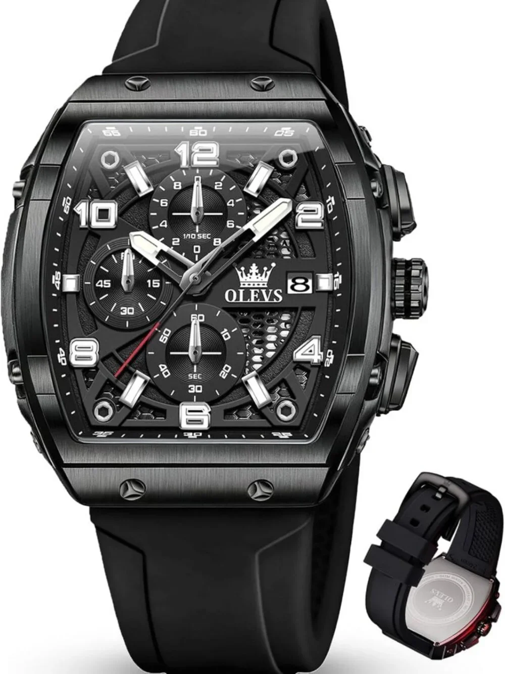 Luxury Large Face Men's Chronograph Watch | Waterproof Silicone Strap Gift Idea